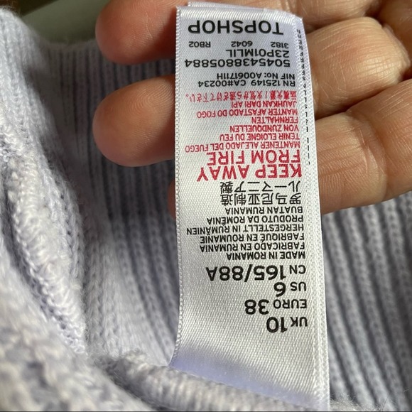 TOPSHOP Open Front Lilac Knit Cardigan Tiered Ruffle Sleeves size 6 - Picture 8 of 8